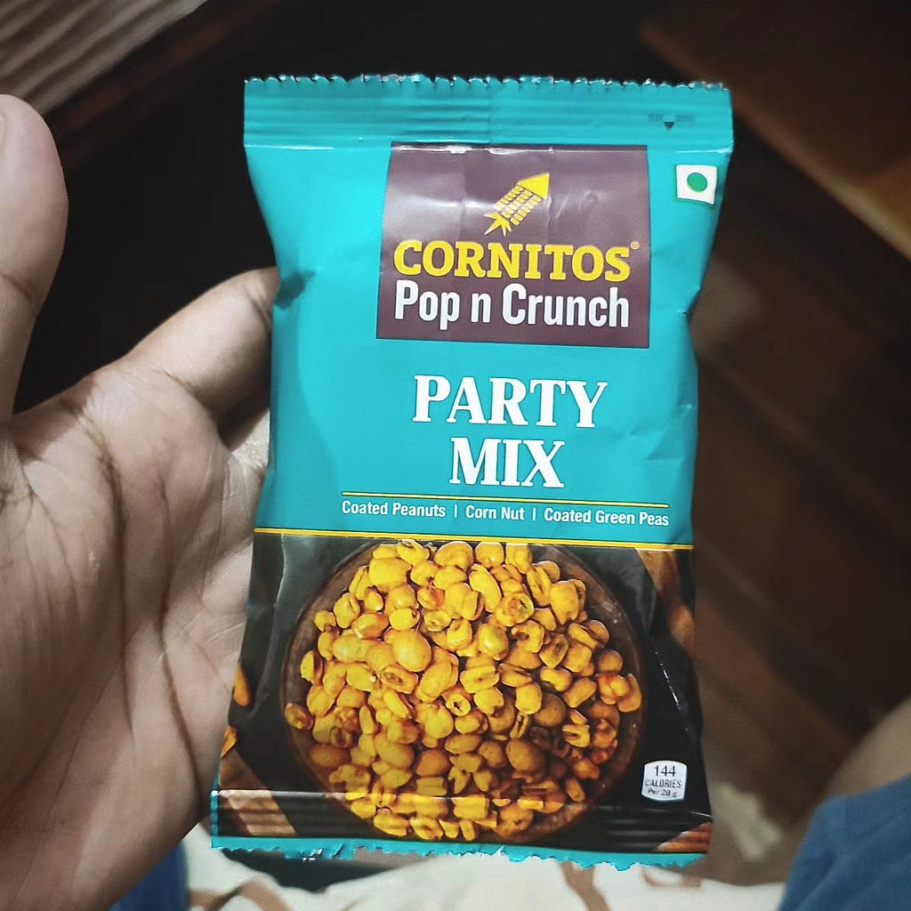 Cornitos Party Mix packaging design shot by author….