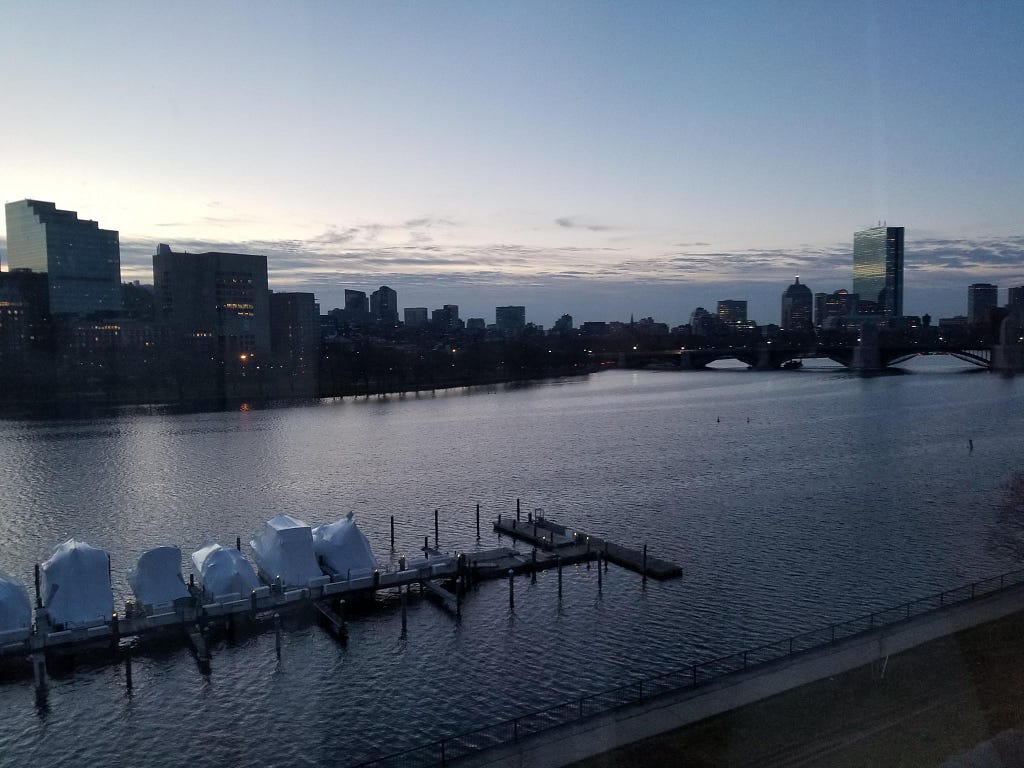 View of my hotel room of downtown Boston, the day of my onsite interview