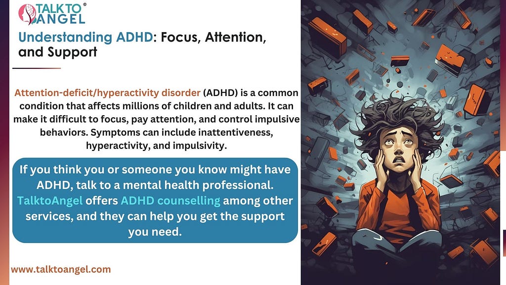alkToAngel is a leading online platform that provides ADHD counselling services for individuals seeking support and guidance in managing their ADHD symptoms.