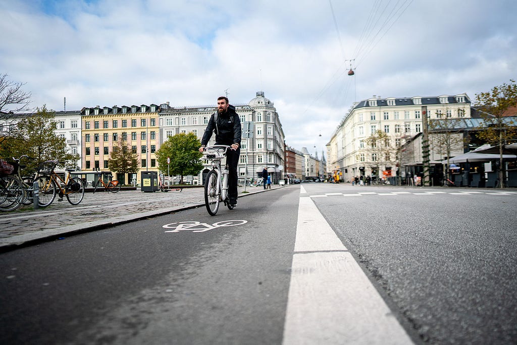 Markus Herrmann in Copenhagen on a bicycle