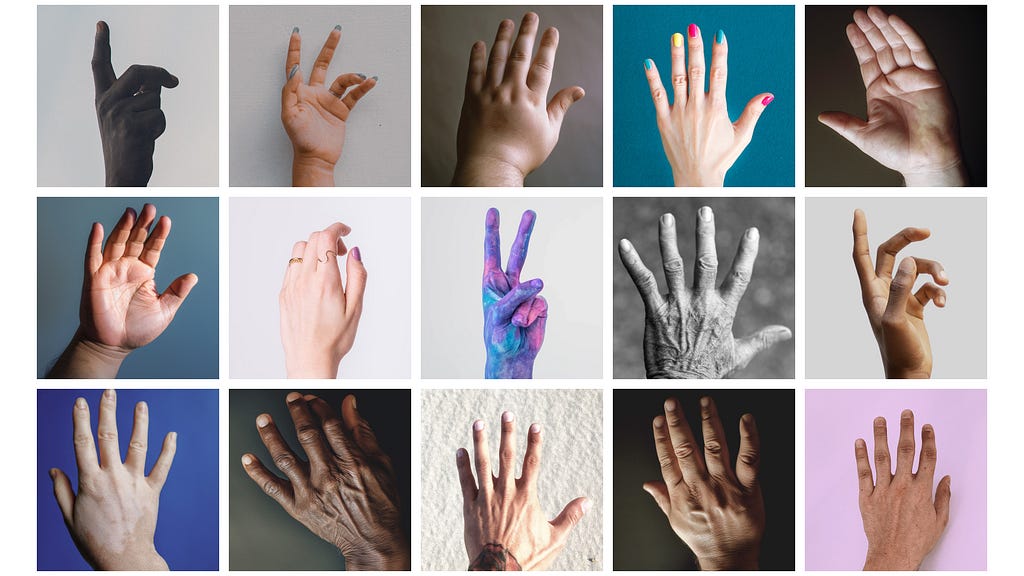 An image showing different kinds of hands.