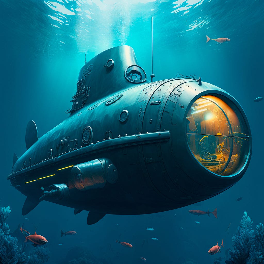 submersible vessel under water