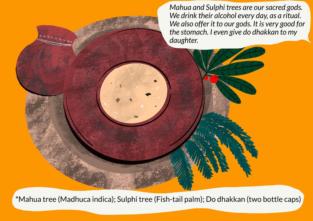 A panel where Guruwari describes Mahua and Sulhphi, which are illustrated.