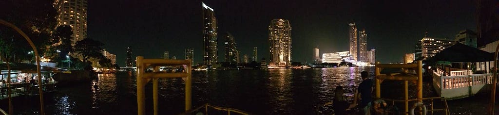 River skyline at night