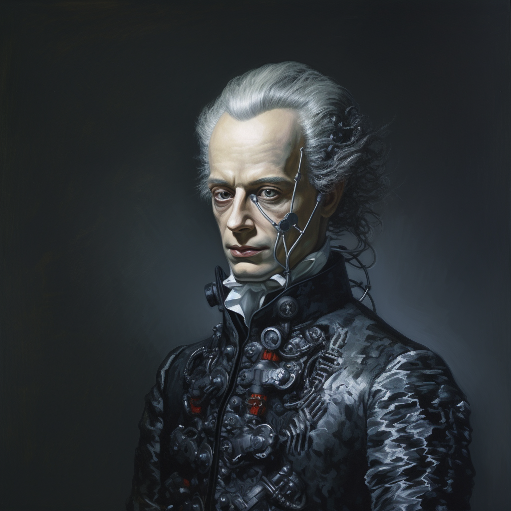 Immanuel Kant revived by the AI to apply the Deontological framework on the fly — as imagined by Midjourney’s AI.