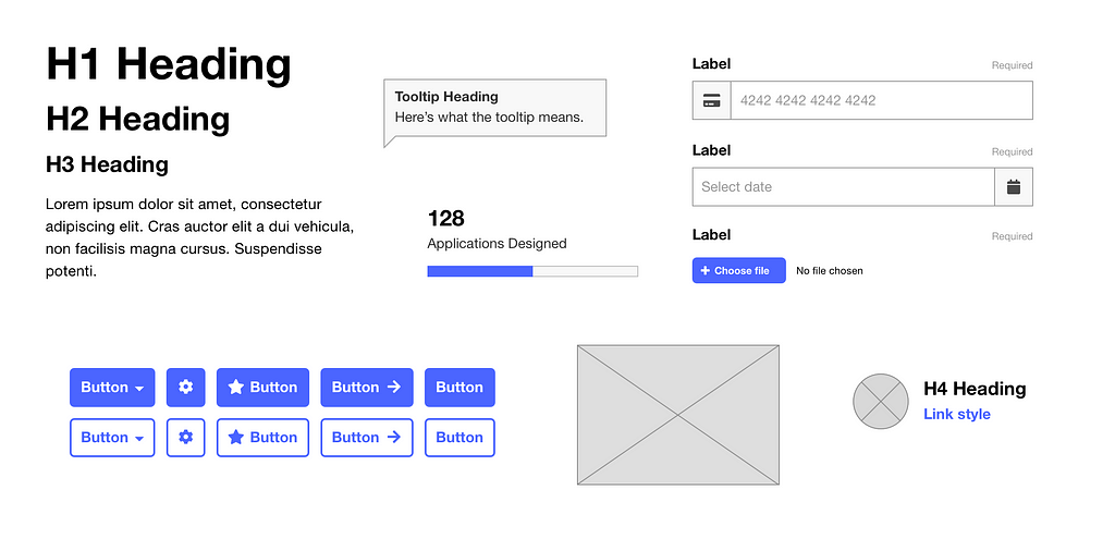 Sample of interface elements in a simple style including buttons, form fields and text styles