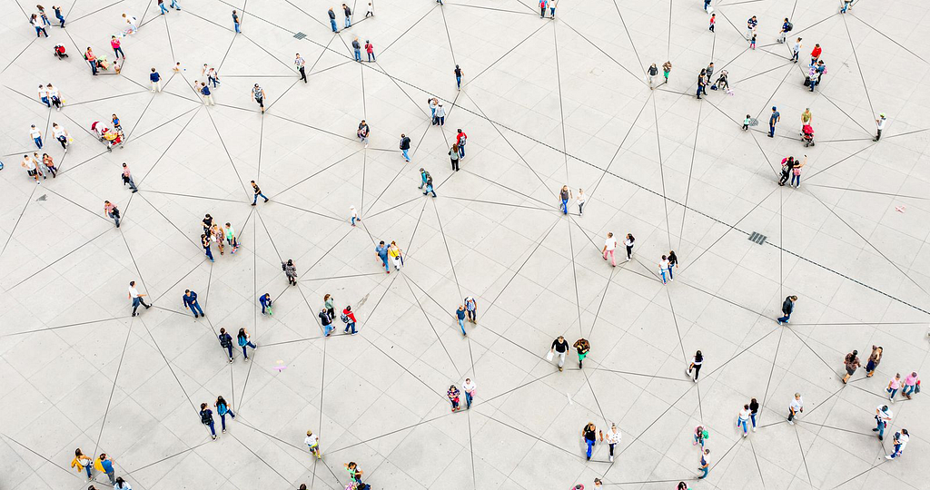 A network of people connected.