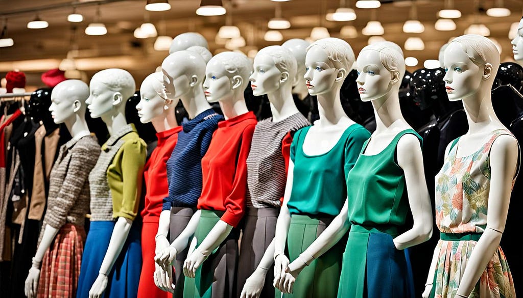 Group of shop mannequins