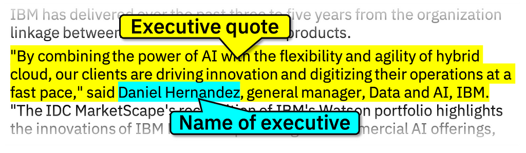 The quote from the previous picture, highlighting the name “Daniel Hernandez” as the name of executive