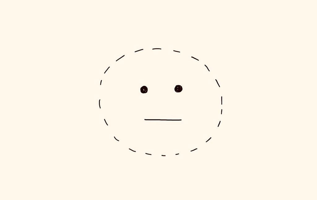 “Dotted line face” emoji with neutral smile