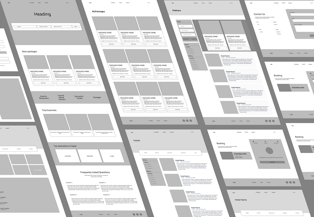 Wireframe of TravelNP Desktop