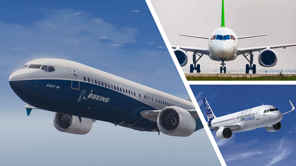 The 3 larges aeroplane manufacturers in the world
