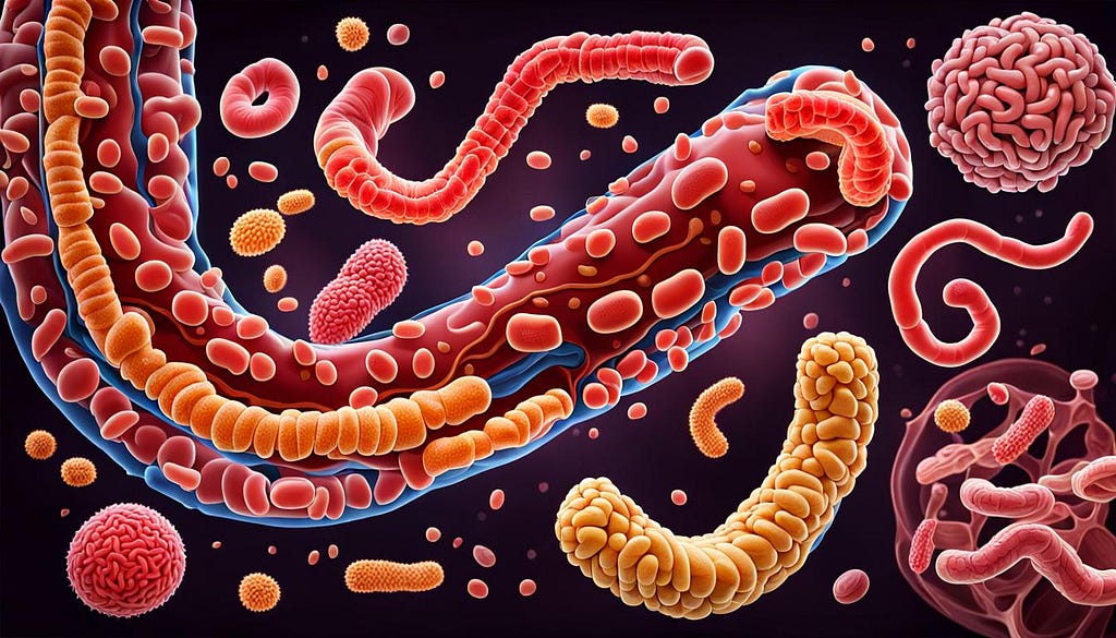 Human gut and colon, artstic depiction