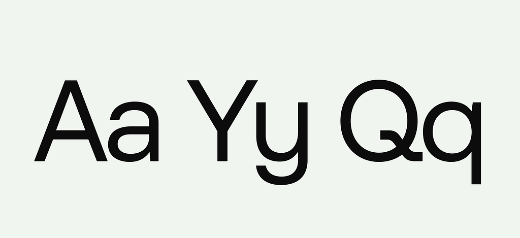 Three big letterforms showing a typeface