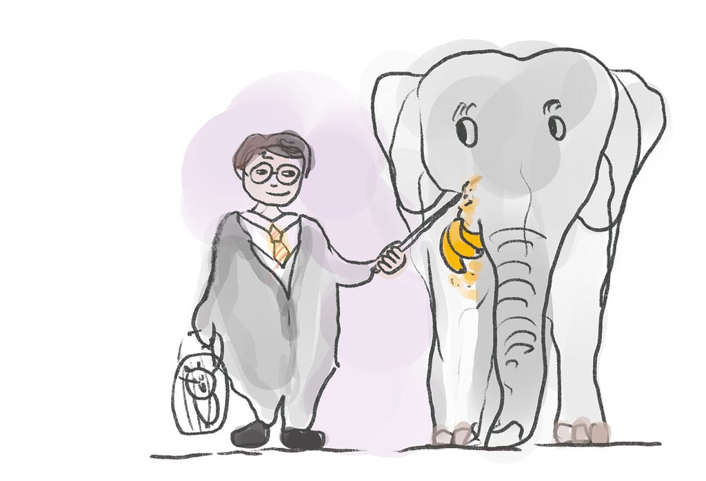 Harry Potter feeding bananas to an elephant!