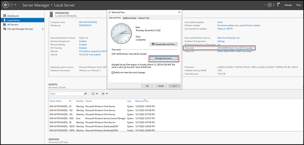 Figure 26 — shows changing the server Time Zone. https://medium.com/r3d-buck3t