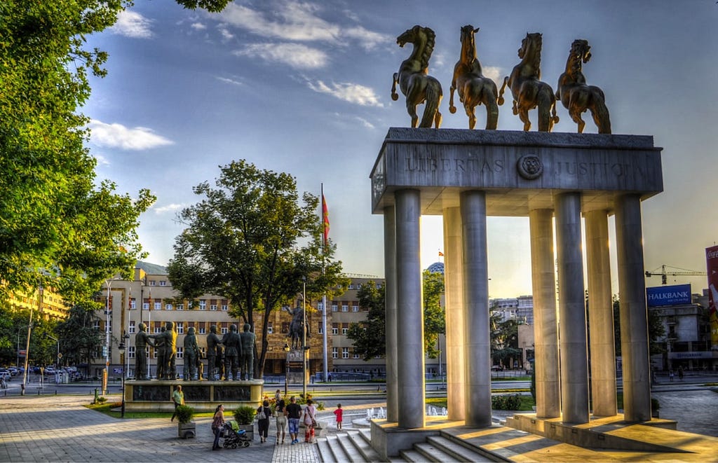 Darko Cvetanoski took this photo of a monument to Prometheus in front of the Macedonian Assembly in Skopie, Macedonia.