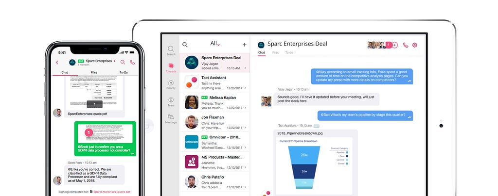 Example of Tact.ai enterprise chat