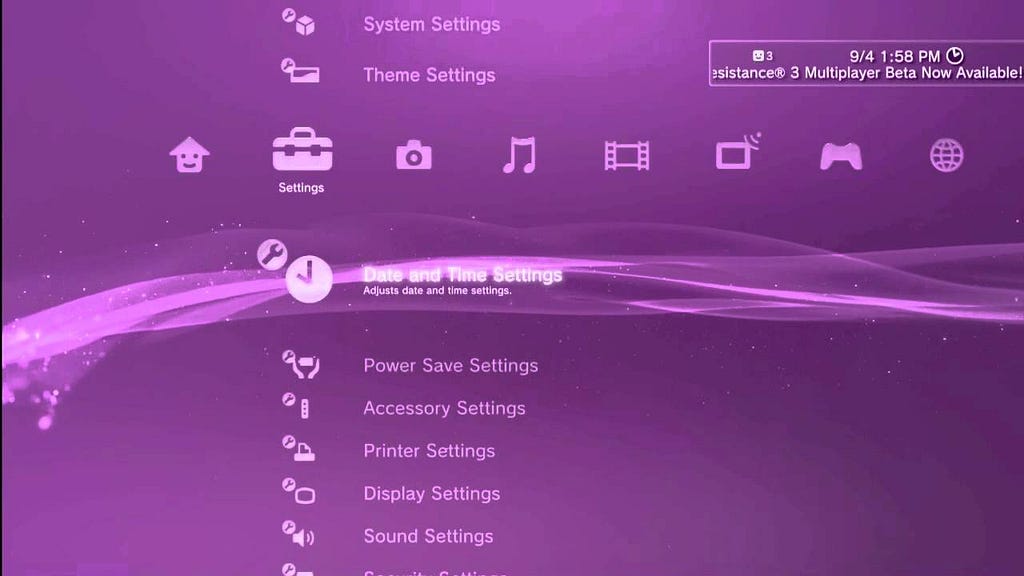 screenshot of PS3 user interface