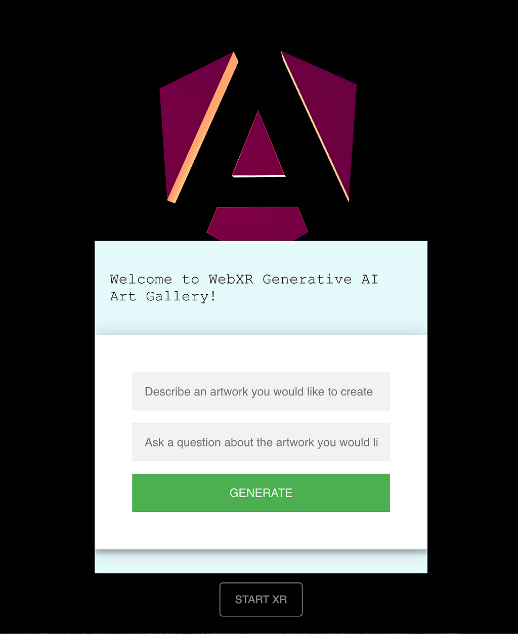 Text Prompt form to describe the artworks for the gallery