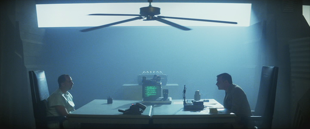 A scene from Blade Runner(1982) wherein Leon Kowalski is being subject to the Voight-Kampff test by blade runner Dave Holden.