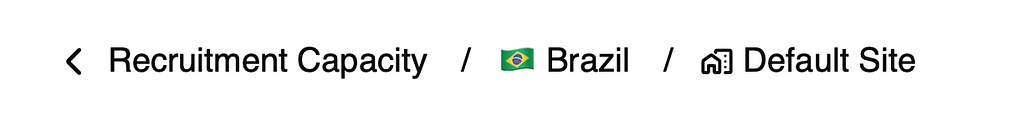 A navigation breadcrumb showing: Recruitment Capacity / Brazil / Default Site