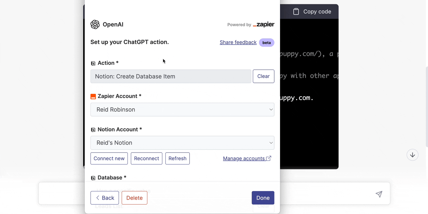 Demo showcasing Zapier’s OpenAI plugin capabilities for advanced language understanding and processing