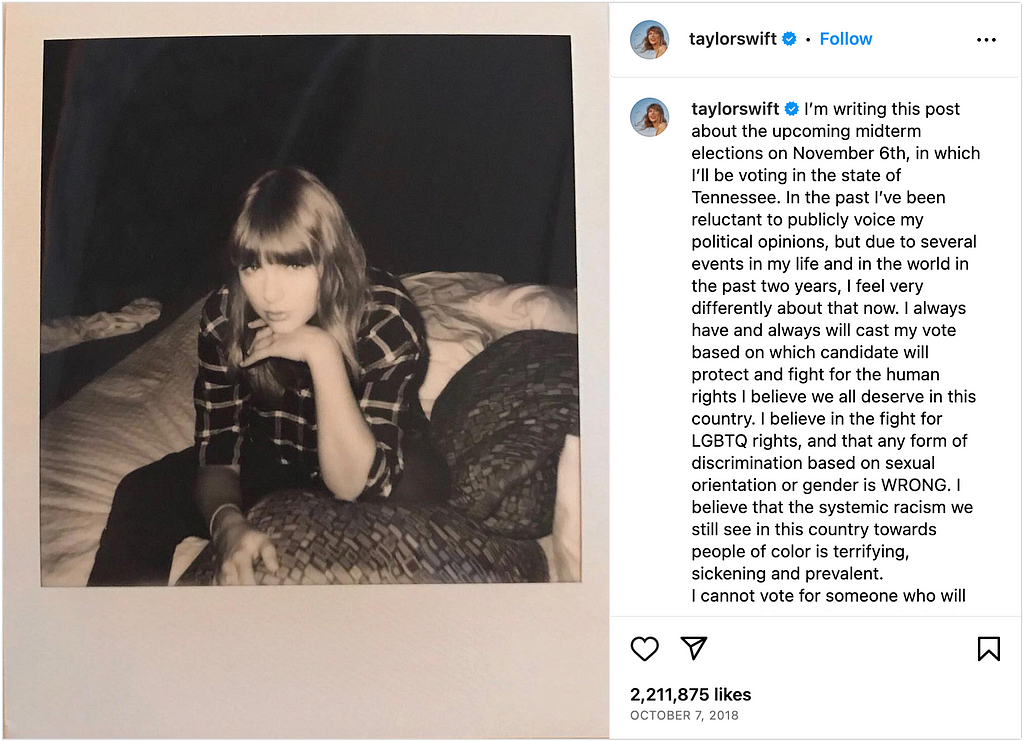 Taylor Swift Instagram post.
