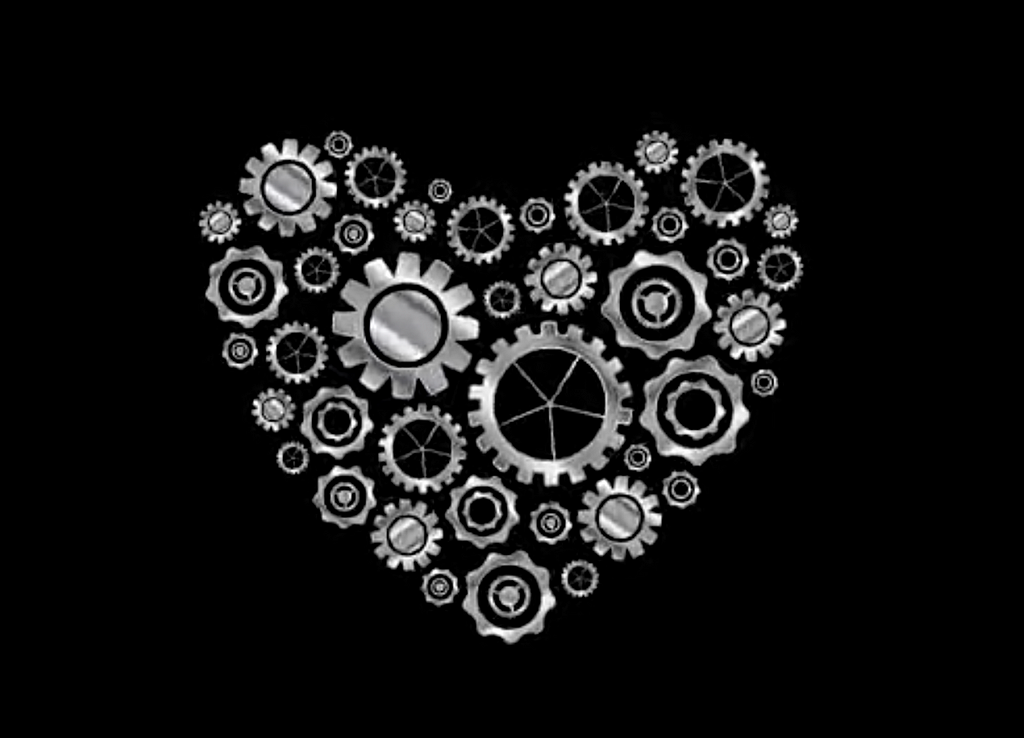 A stylized heart made up of gears from Getty Images stock
