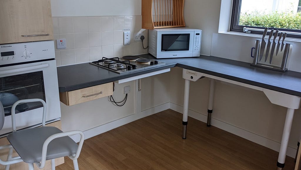 Photo of a kitchen adjusted for wheelchair use