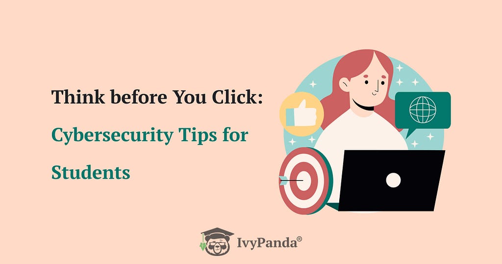 The picture shows the title of the post — cybersecurity tips for students.