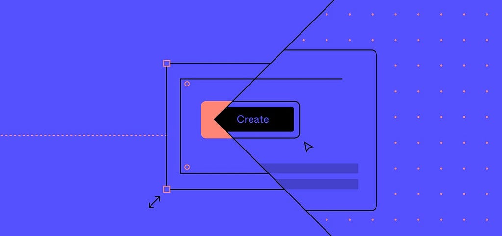 An abstract illustration with a prominent ‘Create’ button at the centre.