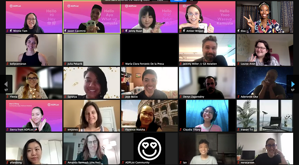 Screenshot from Zoom session of our 3rd ambassador roundtable showing many of the faces that were present during that call