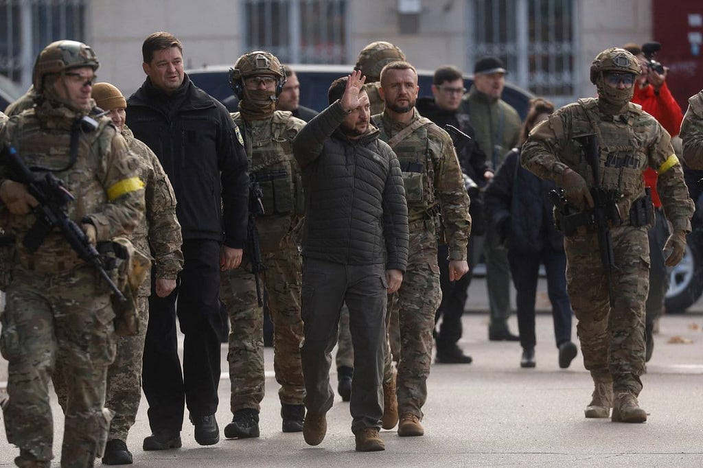 President Zelenskyy while in Kherson City.