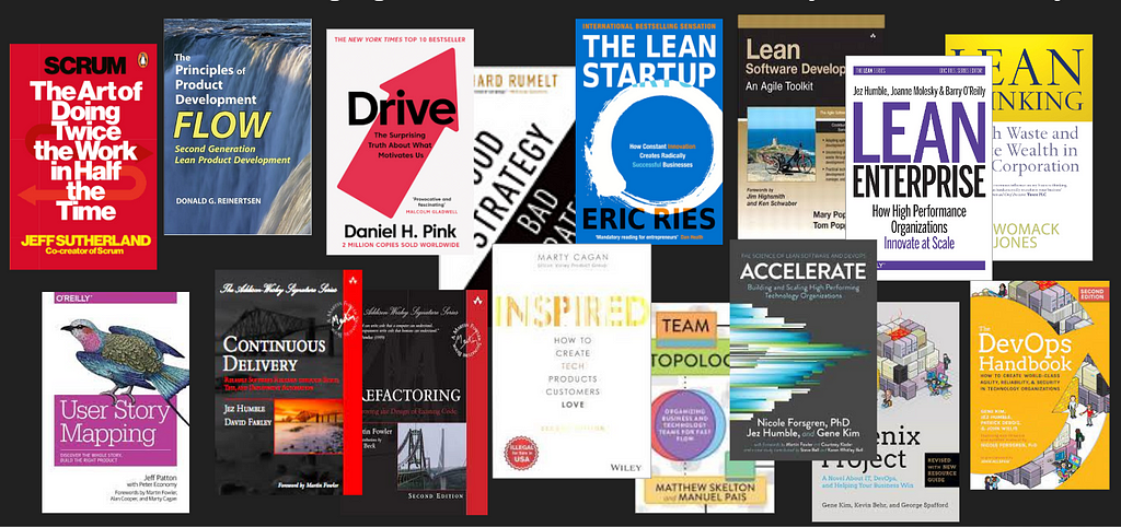 Montage of seminal management and technology books