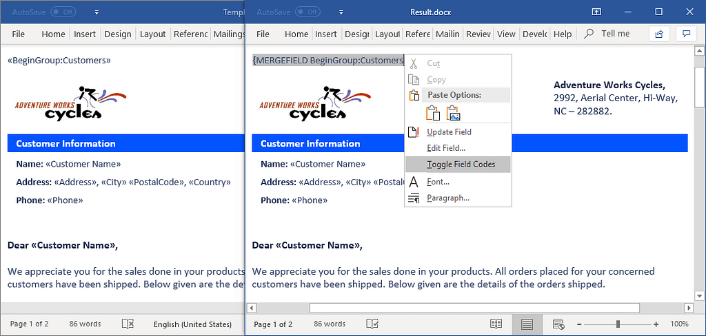 Find a pattern of text and replace it with merge fields