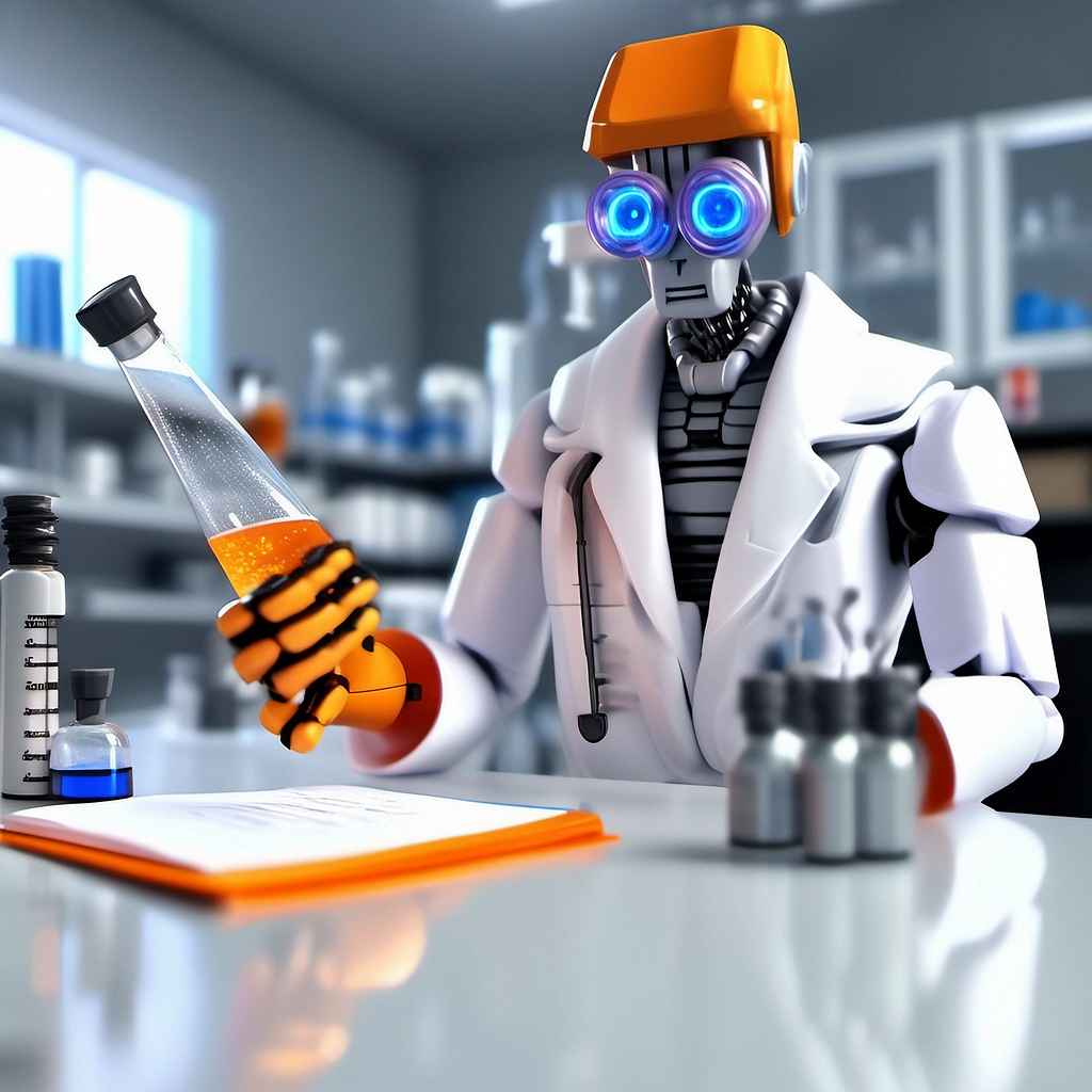 Transformer scientist holding a test tube. Illustrating the idea to optimize hyperparameters in an ordered fashion.