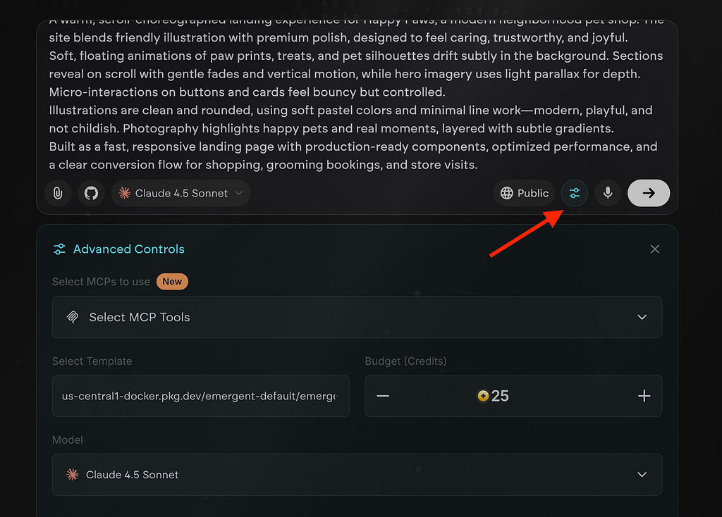 Emergent sample landing page creation