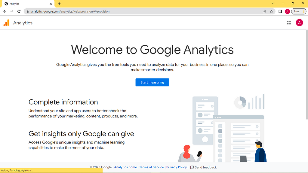 Google Analytics website homepage