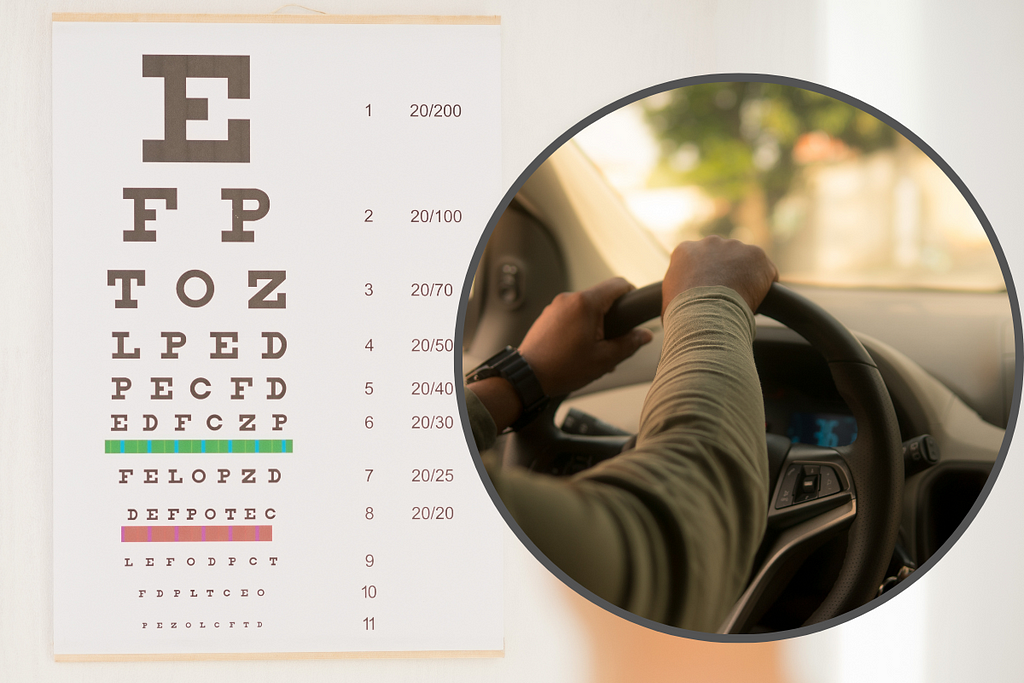 Driving licence eye test score card.