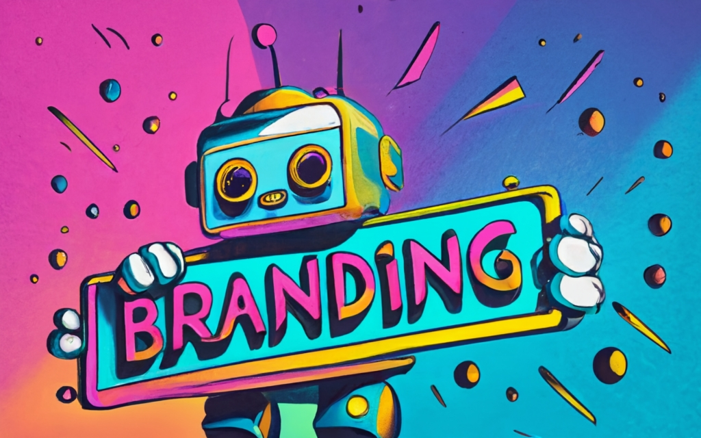 AI-Generated Image of a cute robot holding a board with “Branding” written on it (generated by the author using Ideogram.AI)