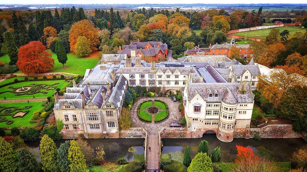 A bird’s eye view of Coombe Abbey hotel and park. Photo courtesy of Coombe Abbey.