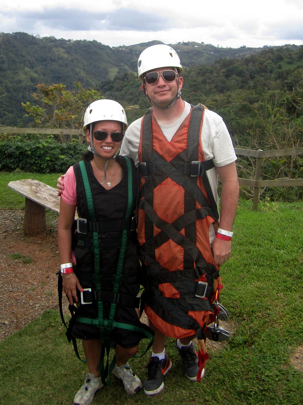 two people in zip-line gear at the beast in toro verde puerto rico