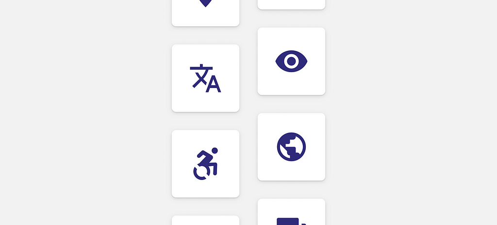 A set of accessibility-related icons.