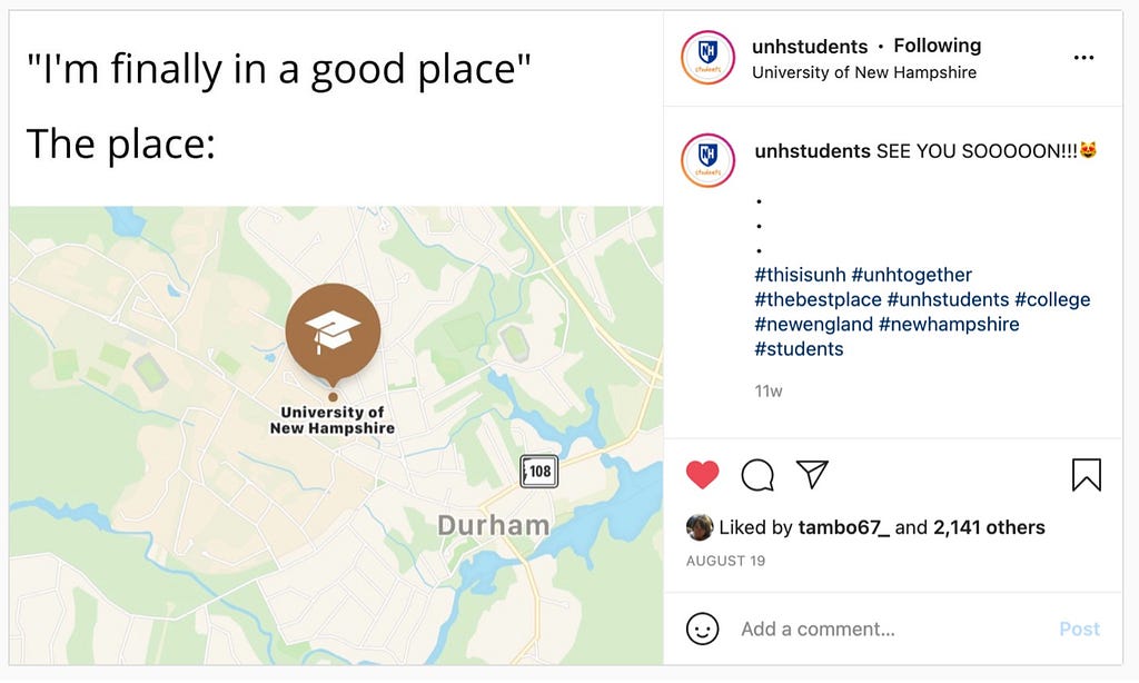 UNH Students Top Five Instagram Posts of 2021 #2: Back To School Meme