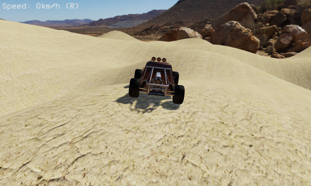 Gameplay screenshot of PlayCanvas’ vehicle physics demo project