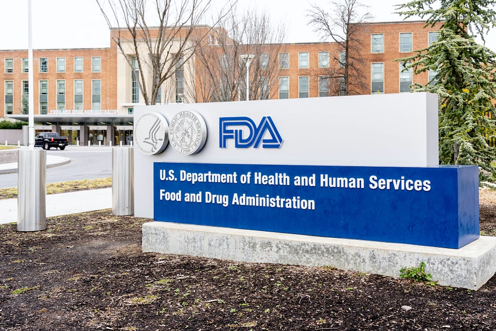 The sign outside FDA Headuqarters in Washington, D.C. FDA has started to monitor for dangerous trends in the CBD oil industry