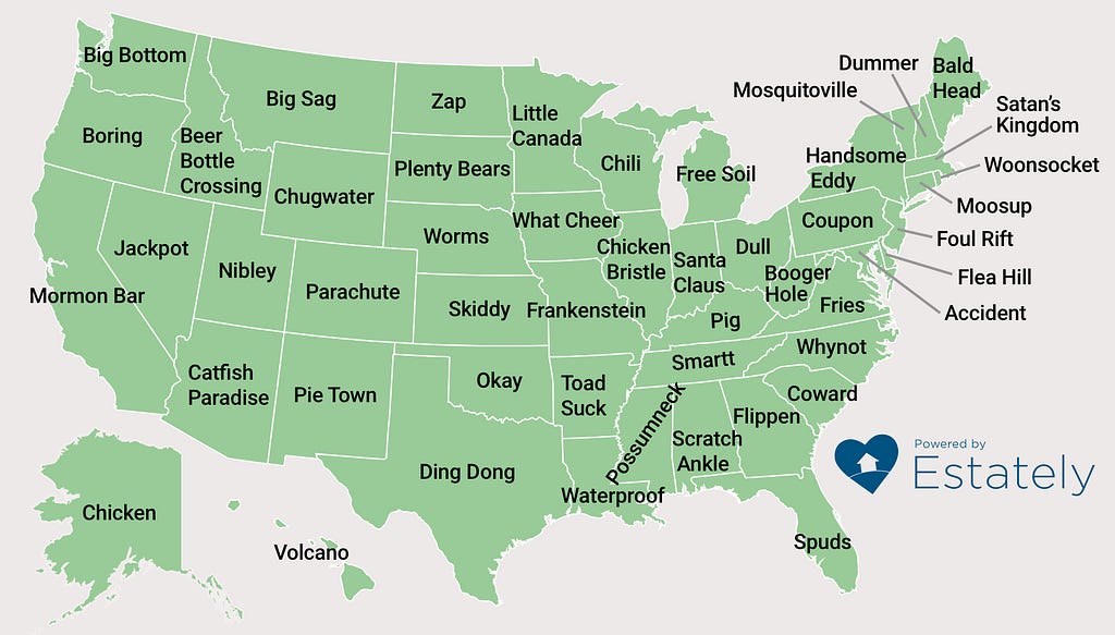 This Map Shows The Weirdest Town Names In Every State OMGFacts