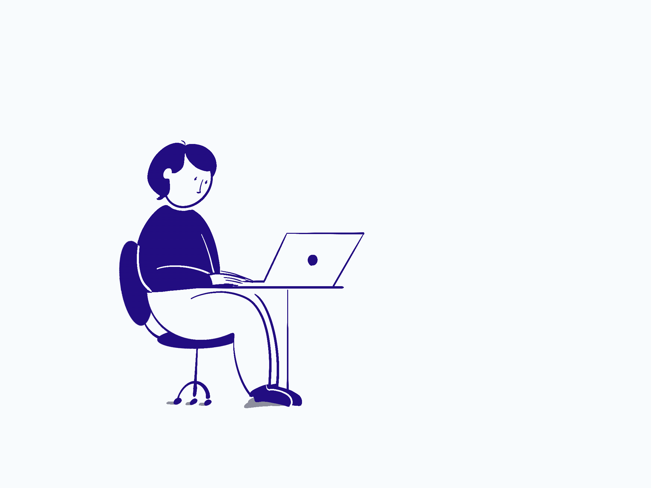 Animação de uma pessoa sentada na frente de um computador com balões de conversa surgindo, como se ela estivesse recebendo feedbacks não construtivos. Cada feedback apresenta um padrão, como o ego, as preferências pessoais e o poder hierárquico.