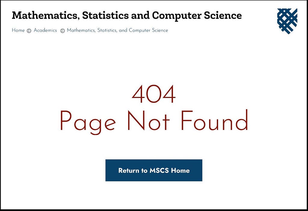 Figma 404 Page not found page with link to MSCS Home page.